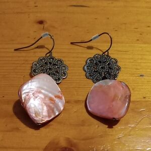 Chic Pink and Silver Floral Earrings